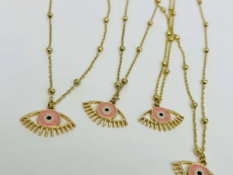 Pink eye necklace